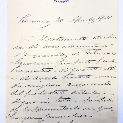 Lettera di Adolfo Tommasi