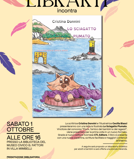 Lo Sciagatto Piumato sbarca in Villa Mimbelli; lettura illustrata per famiglie e tanto divertimento alla Biblioteca del Museo Civico Fattori
